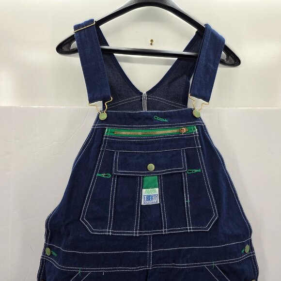 VTG Liberty Mens Overalls Denim Blue Bib Workwear 34x34 USA Farmer Rancher Chore - Picture 3 of 12